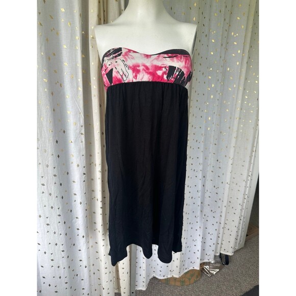 HUGS and HONIS Hawaiian Aloha Padded Strapless Stretch Empire Waist Mini Dress S - Picture 2 of 6